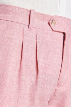 Bermuda misto lino con pinces rosa