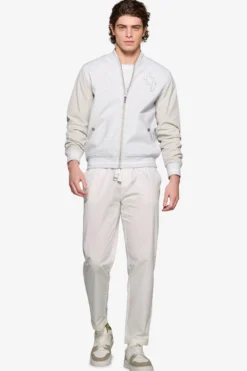 Bomber corto bimaterico DNJ grigio melange