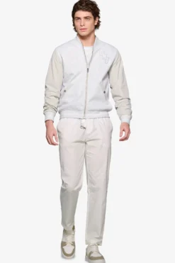 Bomber corto bimaterico DNJ grigio melange