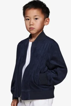 Bomber full zip in ecosuede blu Kids