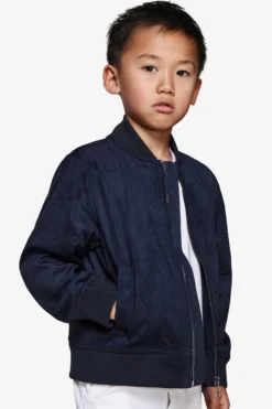 Bomber full zip in ecosuede blu Kids