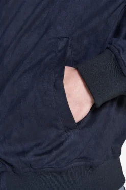 Bomber full zip in ecosuede blu
