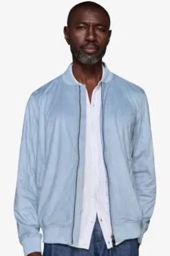 Bomber full zip in ecosuede celeste