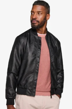 Bomber in ecopelle nero