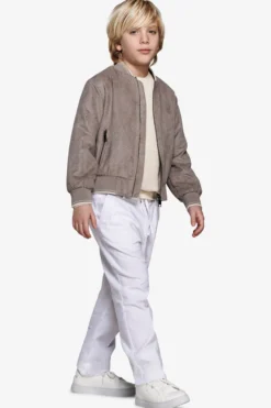 Bomber in ecosuede traforato tortora Kids