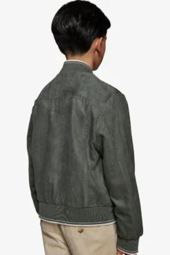Bomber in ecosuede traforato verde Kids