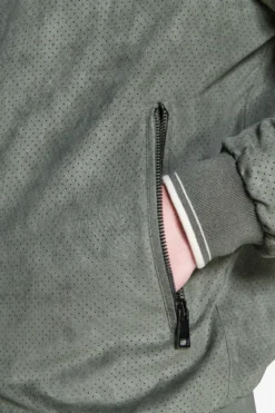Bomber in ecosuede traforato verde