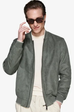 Bomber in ecosuede traforato verde