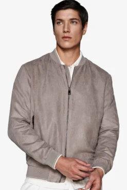 Bomber in ecosuede traforato tortora