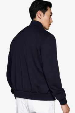 Bomber jersey piquet blu