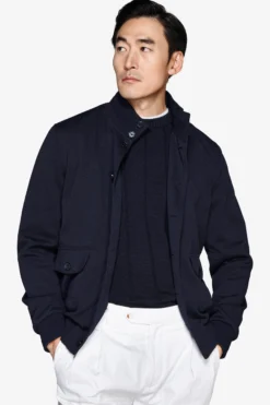 Bomber jersey piquet blu