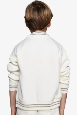 Bomber misto lino bimaterico panna Kids
