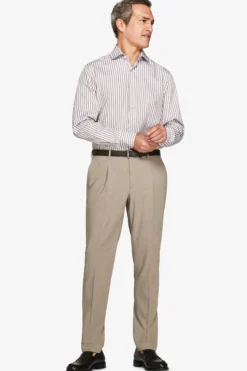 Camicia a righe fine tortora