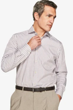 Camicia a righe fine tortora