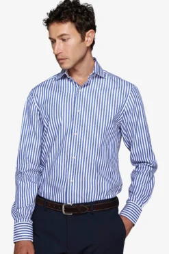 Camicia a righe medie indaco slim