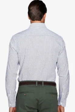 Camicia a righe operata verde