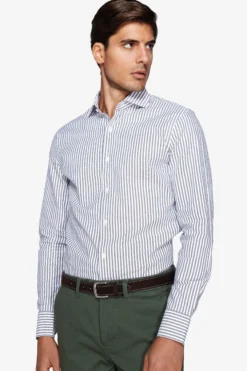 Camicia a righe operata verde