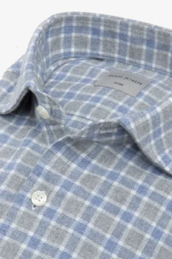 Camicia effetto flanella check celeste