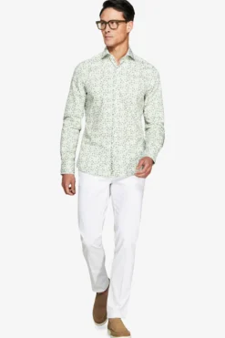 Camicia fantasia floreale salvia