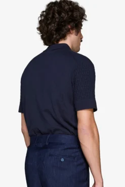 Camicia in maglia punto mattoncino blu