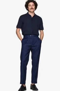 Camicia in maglia punto mattoncino blu