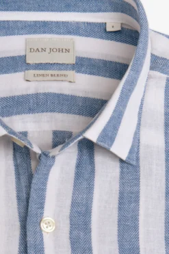 Camicia misto lino a righe royal