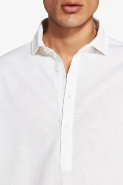 Camicia misto lino chester bianca 