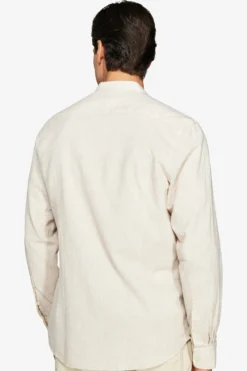 Camicia misto lino coreana beige