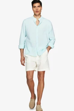 Camicia misto lino coreana menta