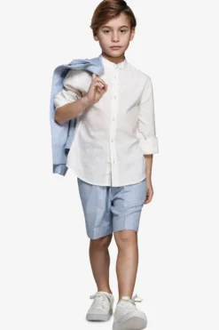 Camicia misto lino coreana panna Kids
