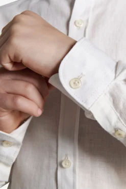 Camicia misto lino coreana panna Kids
