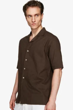 Camicia misto lino hawaiana moro 