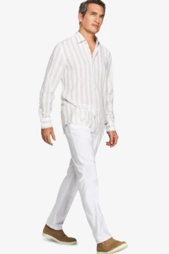 Camicia misto lino Herringbone sabbia