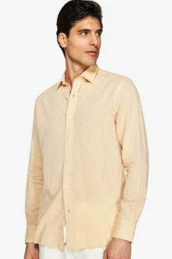 Camicia misto lino relaxed gialla