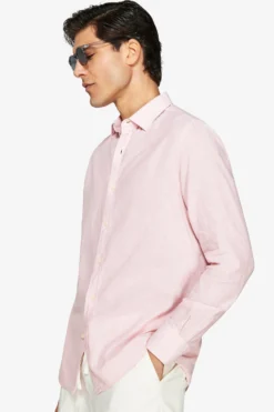 Camicia misto lino relaxed rosa