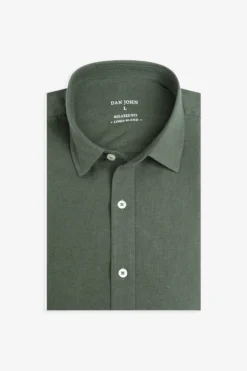 Camicia misto lino verde