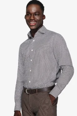Camicia pied de poule marrone