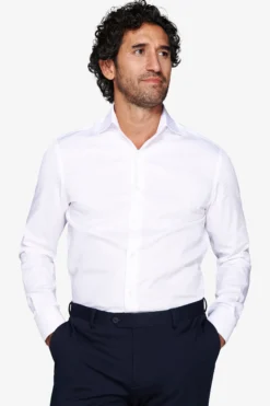 Camicia piquet polso gemelli bianca slim