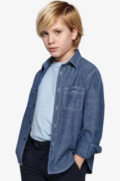 Camicia slim denim chambray Kids