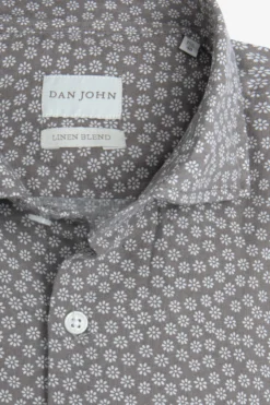 Camicia stampa fiore slim tortora