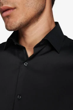 Camicia stretch unita nera slim