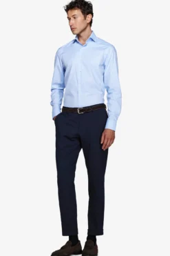 Camicia unita twill celeste slim
