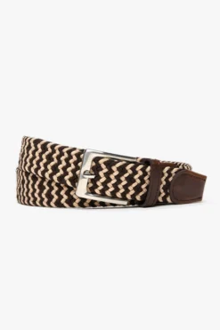 Cintura sportiva elastica intreccio bicolore beige/moro