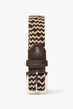 Cintura sportiva elastica intreccio bicolore beige/moro