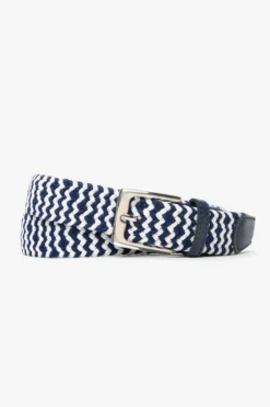Cintura sportiva elastica intreccio bicolore bianco/blu
