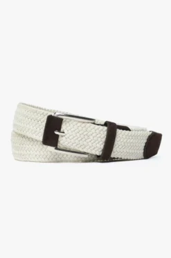 Cintura sportiva elastica intrecciata panna