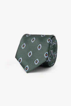 Cravatta herringbone disegno astratto verde