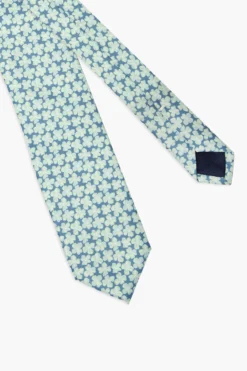 Cravatta jacquard fantasia fiori menta