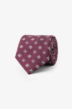 Cravatta jacquard micro fantasia bordeaux