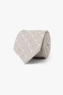 Cravatta misto lino pois beige
